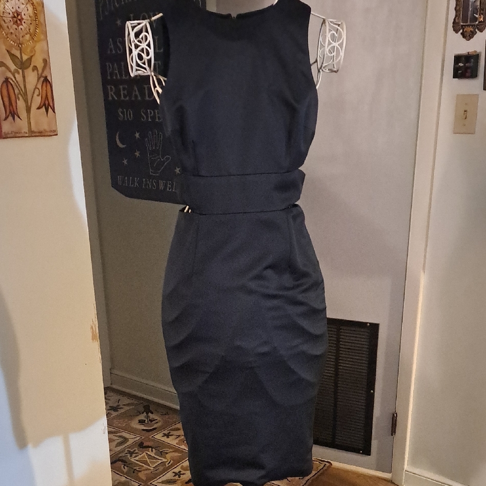 Cynthia Rowley Black Cocktail Sleeveless Dress With Side Cut Outs, Sz 4
